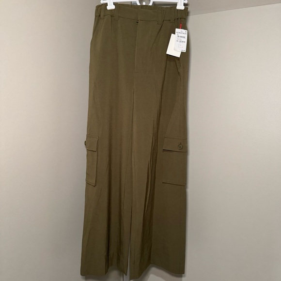 Open Edit High Rise Wide Leg Cargo Pants dark Olive size XS NWT - Picture 8 of 8
